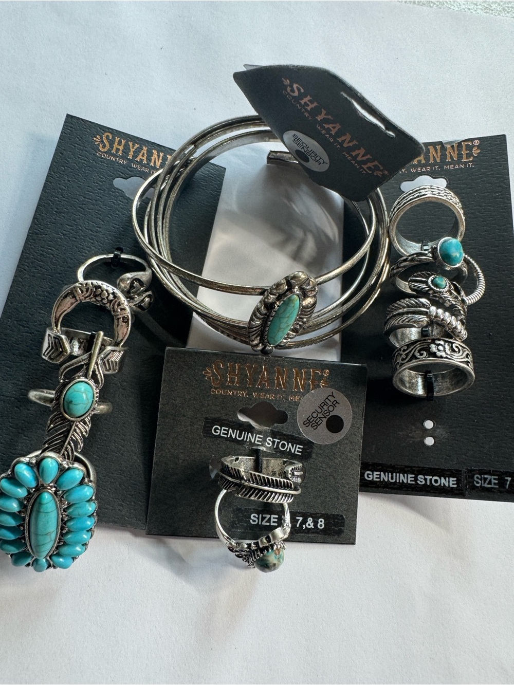Shyanne Turquoise and Silver-Tone Women’s Ring and Bracelet Set